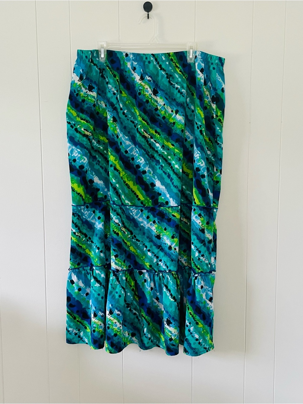 Jaclyn Smith Blue Green Abstract A-Line Skirt